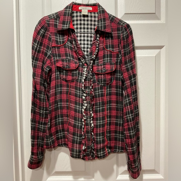 Western plaid flannel with ruffles - Picture 2 of 12